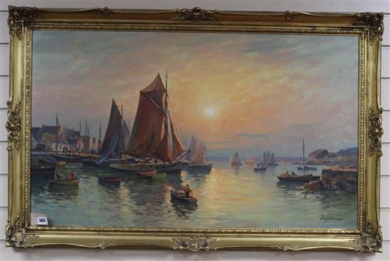 Eugene Demester, oil on canvas, Treboul, signed, 59 x 99cm